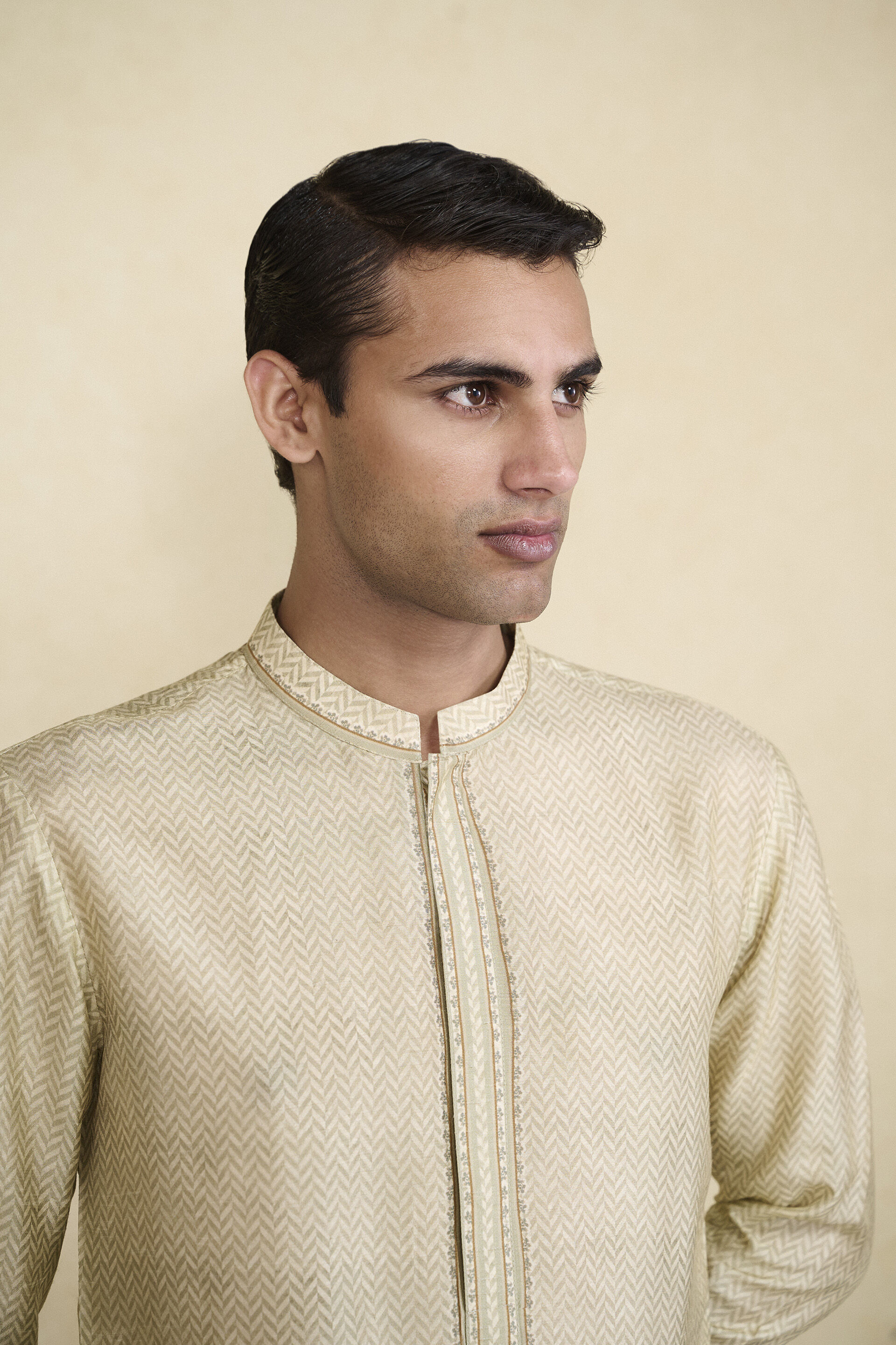 Kanishkan Printed Silk Kurta - Beige, Beige, image 5